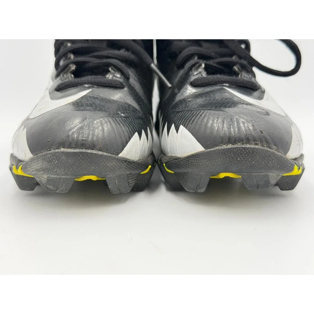 Nike Alpha Menace Shark Football Cleats Kids 1.5Y Black Silver Athletic Shoes